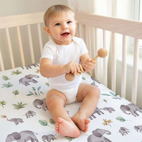 Set 2p Sweet Jojo Designs Watercolor Elephants Boy Girl Gender Neutral Baby Fitted Crib Sheet Infant Newborn Nursery