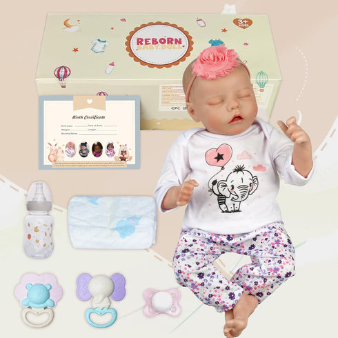 JIZHI Lifelike Reborn Baby Dolls - 17-Inch Soft Body Realistic-Newborn Dolls with Feeding Kit Gift Box