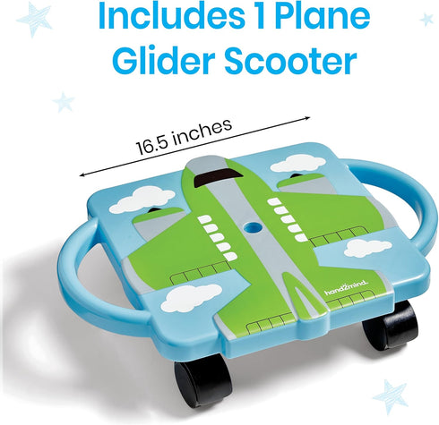 hand2mind Green Plane Glider Scooter Board, Floor Scooter Board, Gross Motor Toys, Kids Exercise & Physical Education