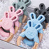 Personalized Wooden Bunny Silicone Teething Ring, Custom Engraved Bunny Silicone Teether with Name Teething Toys