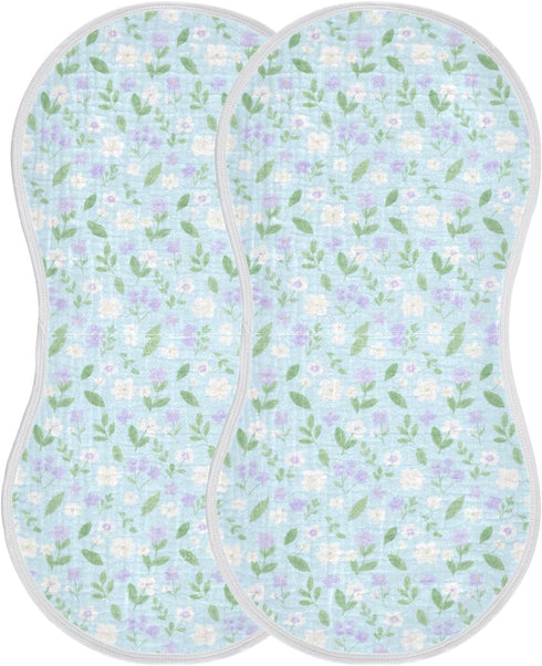 decor gift 4 Pack 22x11in Cotton Large Burp Cloths for Baby Breathable Cute Cartoon Purple White Flowers Baby Rags