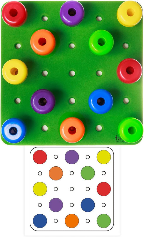 Toddler Peg Board Sensory Toys - Montessori Educational Toys for Toddlers, 30 Pieces Stackable Pegs + E-Book