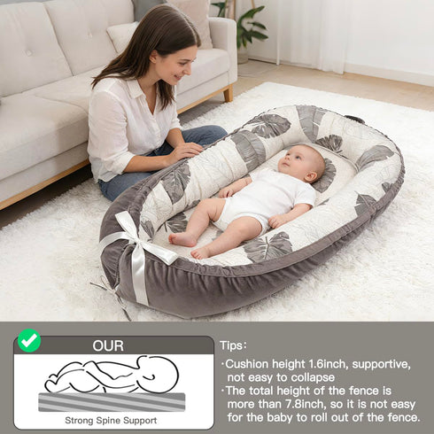 Meindoovm Infant Support Cushion | Organic Cotton Infant Support Cushion | Reversible, Adjustable & Portable Floor