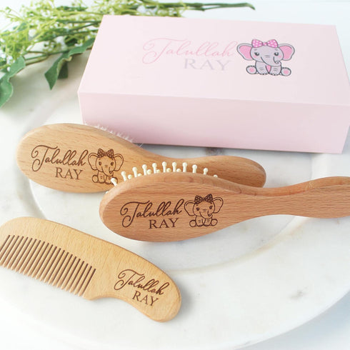 Set 3 Set Baby Hair Brush | Personalized Baby Gifts | Brush | Wooden Brush | Perfect For Cradle Cap | Natural Goat Hair