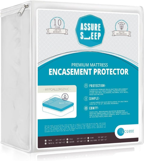 Waterproof Zippered Mattress Encasement Cover - Protector, Breathable, Crib-Baby-Toddler Size, Assure Sleep