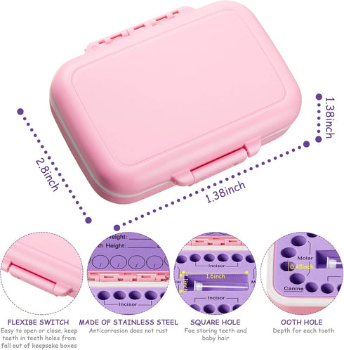 Baby Tooth Box Keepsake Box for Kids Teeth Storage, Organizer Tooth Fairy Box with Baby Fetal Hair Container