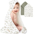 Konssy 2-Pack Muslin Hooded Baby Towels, 100% Cotton, Ultra-Soft & Absorbent Baby