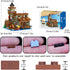 1881PCS Fishing Village Cabin Mini Building Blocks Toys with LED Lighting, Creative Architecture Building Sets for 6+