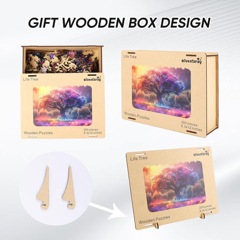 Wooden Puzzles for Adults - Tree of Life Wooden Jigsaw Puzzles 200pcs, 8.3x12in, Unique Shape Gift