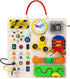 GNAYUIJ 1 2 3 1+ Busy Board Montessori Toys for Years Old Toddler,Wooden Sensory Educational Fidget Board Toy with Led