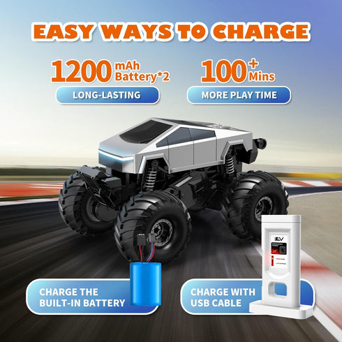 NYVEWIW 1:18 4WD 360 2.4GHz 6+ Remote Control Monster Truck with Charging Dock, Amphibious RC Car Rotation & One-Click