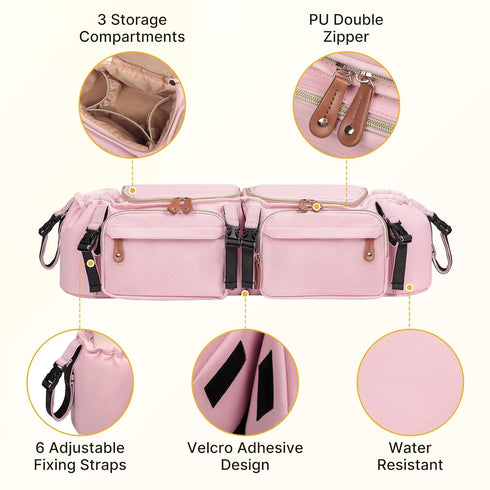 GT2, 2 Boomistry Double Stroller Organizer for Bob Duallie and Baby Jogger City Mini Double Stroller Caddy Organizers