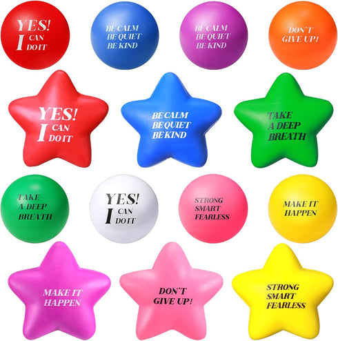 140 Pcs Motivational Stress Balls, Colorful Foam Balls for Anxiety Relief and Hand Exercise Party Supplies