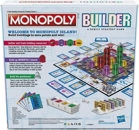 Monopoly Builder Board Game, Strategy Game for Family Fun, Games for Children