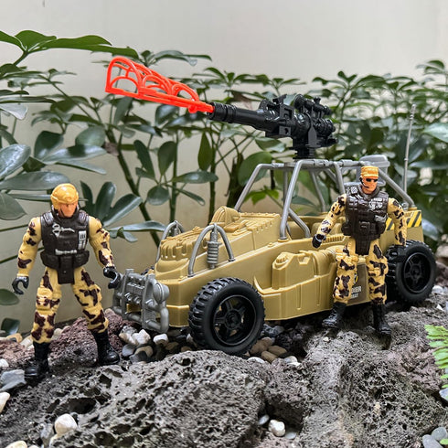 fisca Military Toys Set, Army Base Playset with Soldiers, Vehicles, and Gear for Kids 3+ Year Old