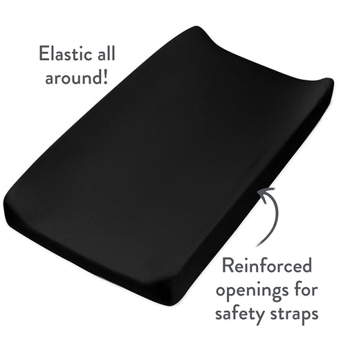 HonestBaby Boys Organic Cotton Changing Pad Cover, Black, One Size