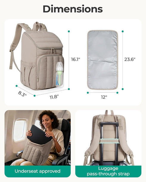 Backpack, Backpack BAGSMART Diaper Bag Large Baby Diaper Bag, Quilted Puffy Baby Bag for Mom with Quick-access