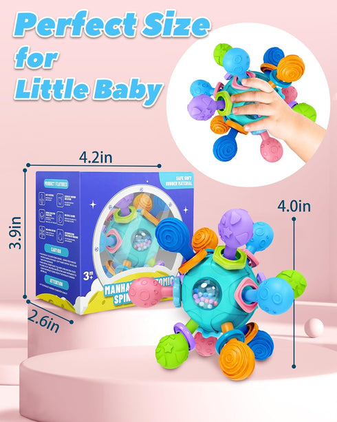 Baby Teething Toys for 0-6 6-12 Months, Montessori Tummy Time Toys for Newborns, Infant Rattles Chew Sensory Toys, Baby