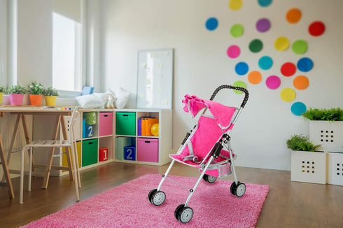 2 fash n kolor - Doll Stroller My First Baby Doll Strollers Toy - Flower Design with Basket in The Bottom- Doll