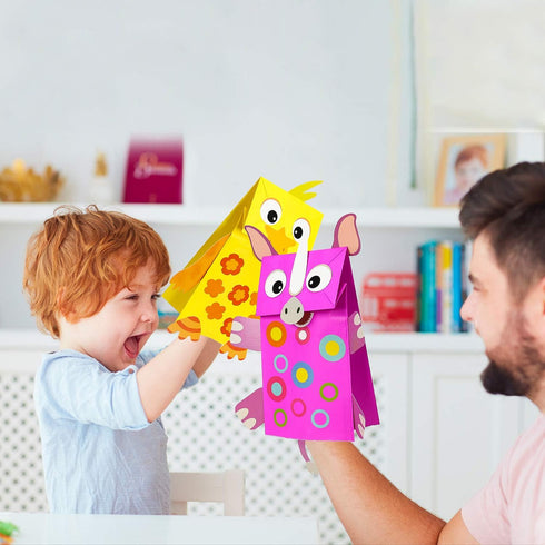 9Pack WATINC Hand Puppet Art Craft - DIY Making Your Own Paper Sock Puppets Kits Wiggle Googly Eyes, Imaginative Early