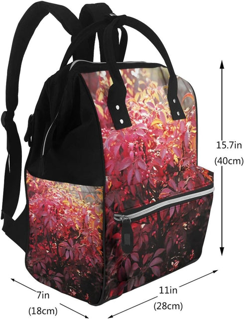 QSMJKLD Backpack Mommy Daypack Burning bush with red berries Diaper Bag with Changing Pad, Pacifier Holder