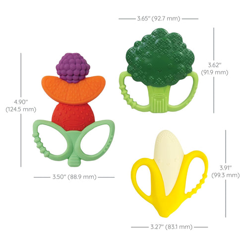 3-Pack Set Infantino Lil Nibbles Textured Silicone Teethers, BPA-Free Baby Teething Toy, Soft, Easy to Hold, Sensory