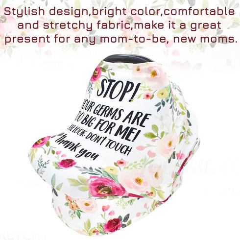 Car seat Canopy for Baby, No Touching Sign Flower Car Seat Covers for Newborn, Infant Stroller Covers for Boy Girl