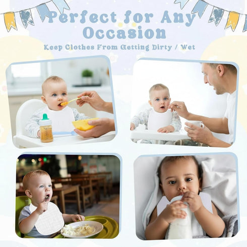 30 Pack 6 Reginary White Muslin Bibs Bulk for Boy Girl Muslin Baby Bibs Adjustable Layers Cotton Bandana Soft Absorbent