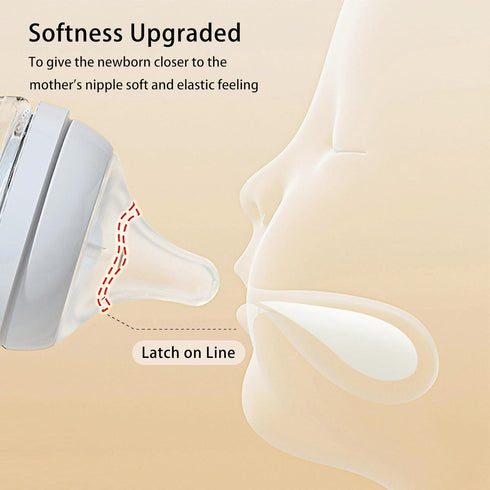 Natural Glass Baby Bottle Wide Neck, Newborn Anti-Colic, Clear, 3oz (Pack of 2), Includes 2 Slow Flow Nipples