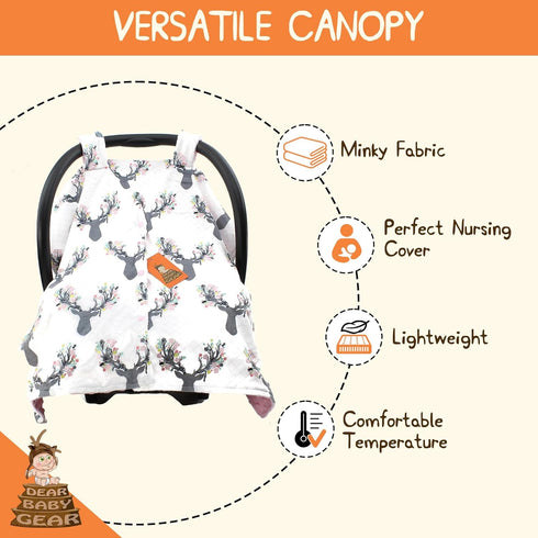 Dear Baby Gear Baby Car Seat Canopy - Infant Car Seat Cover with Snap Opening for Boys & Girls