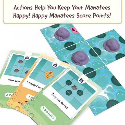 10 Buffalo Games - I Heart Manatees - Manatee Habitat Building Game - Deck Building and Strategy - Eric Lang Game- Ages