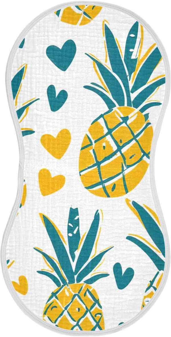 PaChyLuu 2 Pack Cartoon Pineapple Muslin Burp Cloths Cotton Absorbent Baby Burping Rags