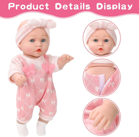 12" Set Box,12 Inch Playset 3+ UZIDBTO Baby Doll with Clothes and Accessories in Gift Baby Care Game with Pacifier