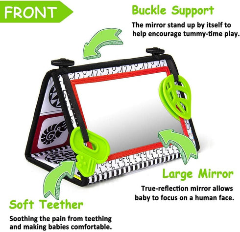 teytoy Tummy Time Baby Mirror Toys, Double Black and White High Contrast Toys for Infants 0-6 Months
