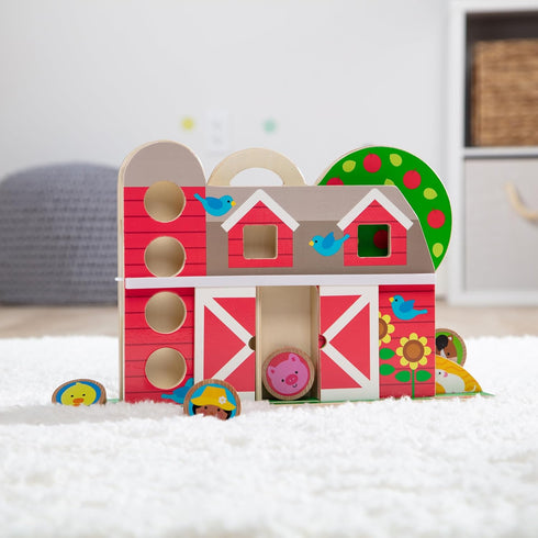 Melissa & Doug GO Tots Wooden Barnyard Tumble with 4 Disks - FSC Certified Wooden Toy