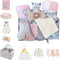 CREVENT Gift Set for Girls -Diaper Caddy Organizer Basket with 2 Blankets,