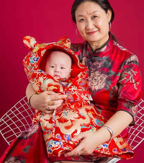 CRB Fashion Asian-Inspired Newborn Receiving Blanket for Celebrations