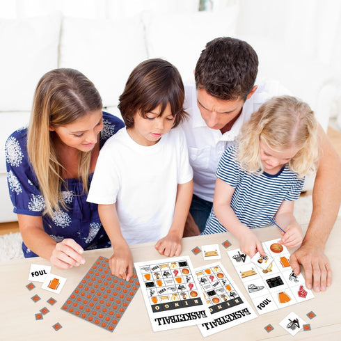Basketball Bingo Cards - 24 Player Basketball Party Game for Family Adults, Large Group Celebration Activity