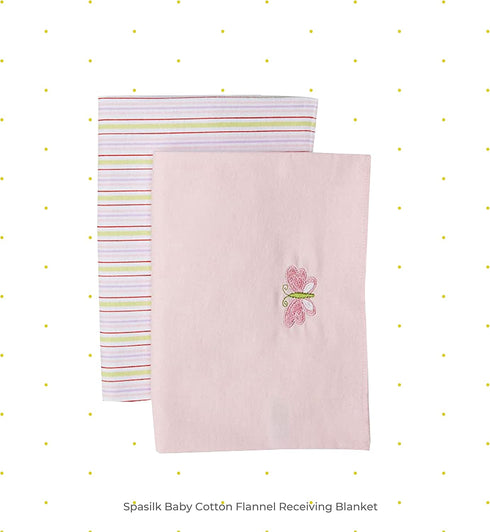 4 Pack 100% Spasilk Baby Cotton Flannel Receiving Blanket