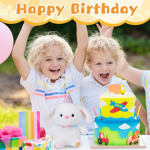 Easter Bunny Stuffed Animal Birthday Interactive Bunny, Musical Birthday Stuffed Animal, Clapping Activates Singing