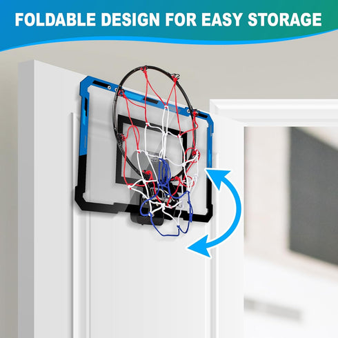 Basketball Hoop Indoor for Kids Adults, Scorer with 2 Scoring Methods, Mini Hoop with 3 Batteries and Balls