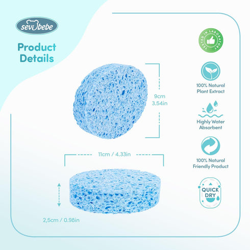 100% (Pack 1, Cellulosic Baby Bath Sponge - Natural, Skin Friendly and Soft Bath Sponge for Infants and Toddlers.