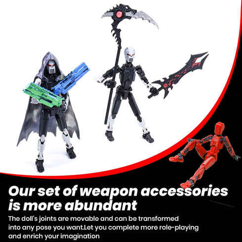 MIGESS T13 Set, 3D T13, Dummy 13 13,t13 Action Figure Printed Toy Titan Action Figure AccessoriesDeath Cape, Skeleton