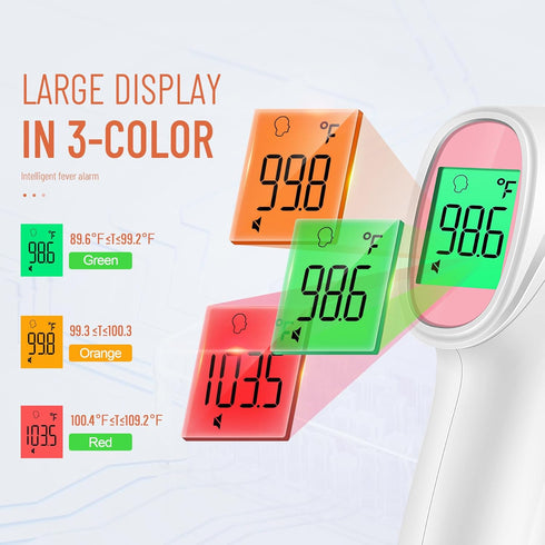 No-Touch Infrared Digital Forehead Thermometer for Adults, Kids & Babies, LCD Backlight Display with Fever Alarm