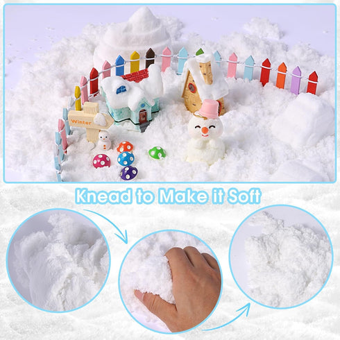 FIIOEOY 3 4 5 6 7 8 Snow Sensory Bin, Play Sand Art Kit for Kids with Sensory Sand, Arctic Animal Figures, Winter