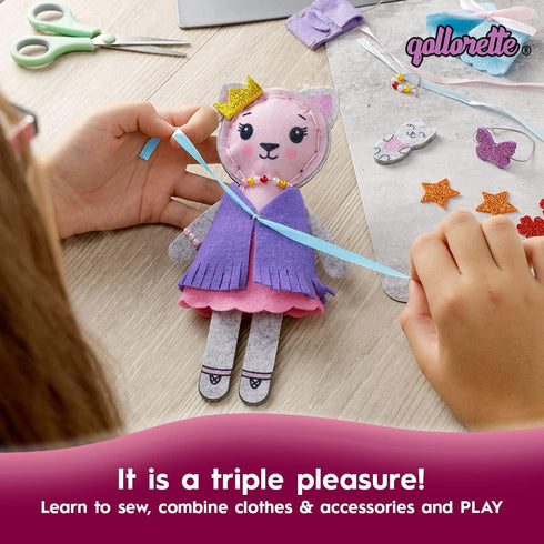 qollorette Felt Sewing Kit for Children, Make Your Own Kitty Toy, Kids' Craft Kit - Make A Friend Sew Kit - Beginner