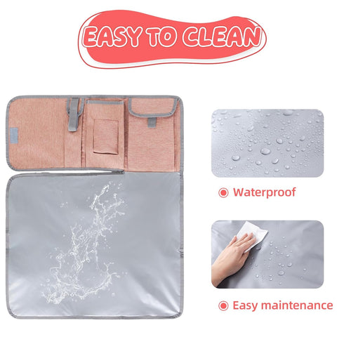 Portable Diaper Changing Pad, Large Foldable Baby Travel Changing Mat with Storage Pocket for Wipes & Diapers
