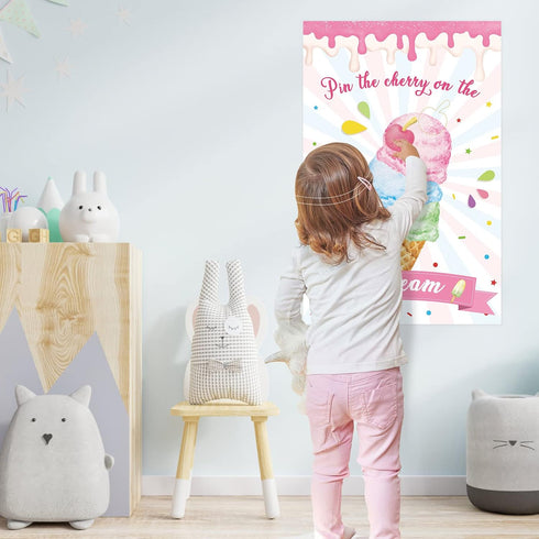 36 Hooqict Pin The Cherry On The Ice Cream Game Birthday Party Games for Kids Ice Cream Theme Party Decorations