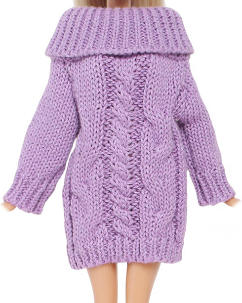 BJDBUS Winter Turtleneck Sweater Clothes for 11.5 inch Girl Doll Accessories in Purple