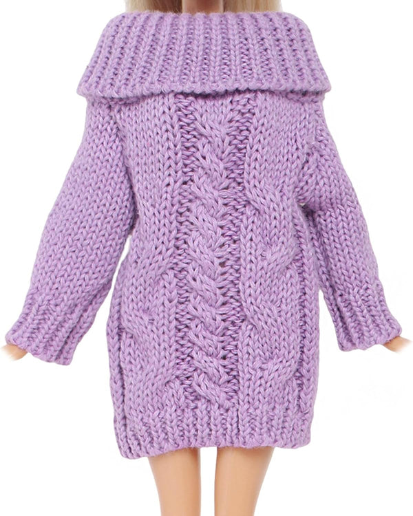 BJDBUS Winter Turtleneck Sweater Clothes for 11.5 inch Girl Doll Accessories in Purple